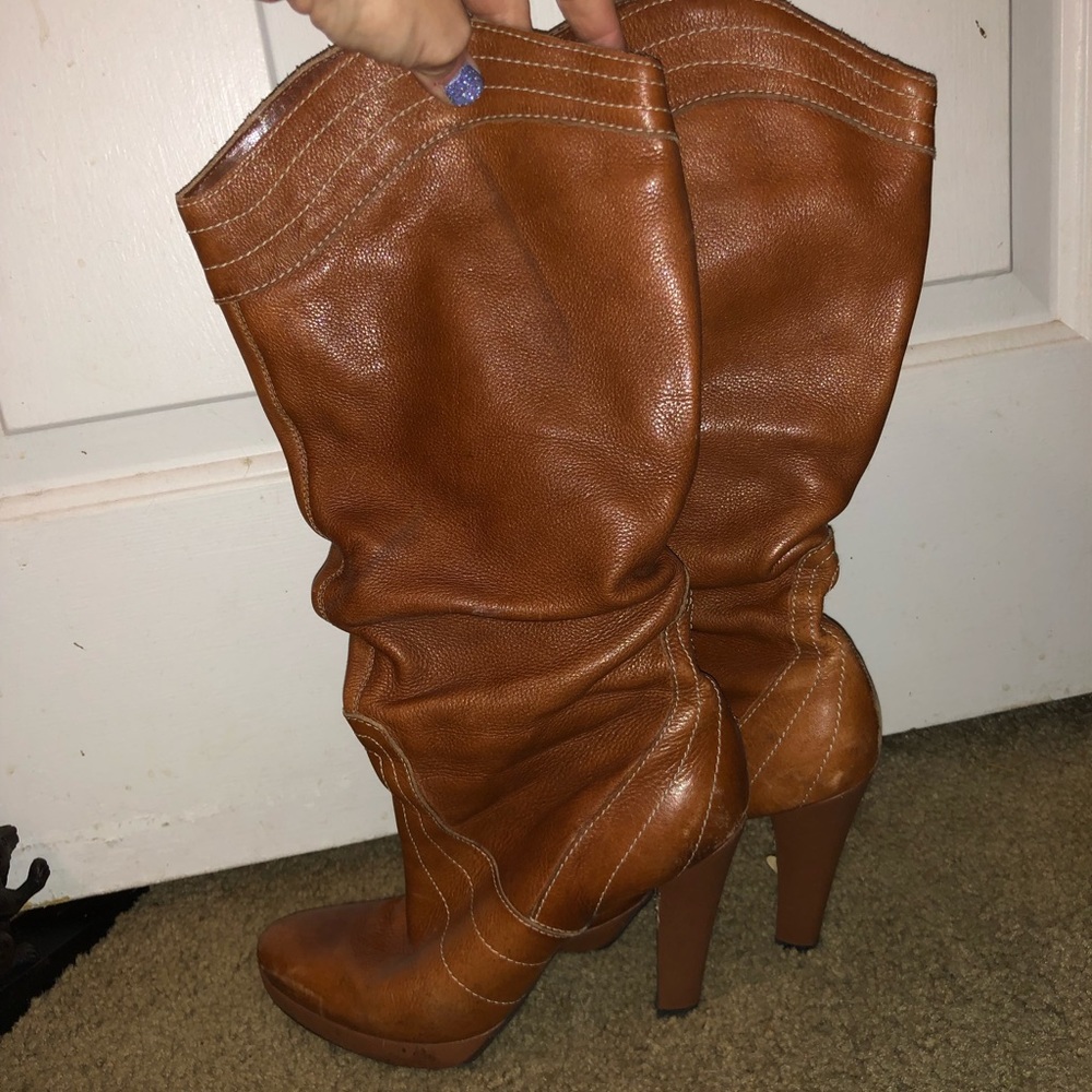 BCBG brown cowboy high heeled cowboy boots 8